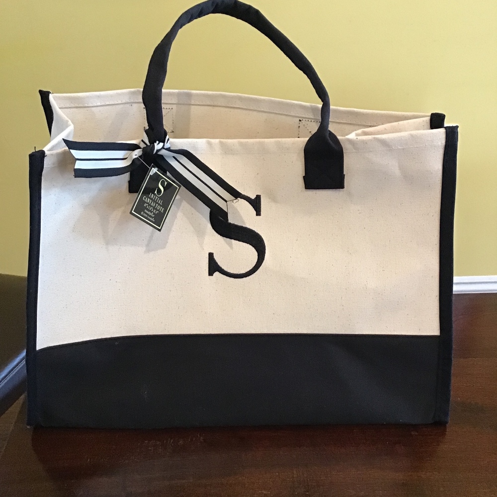 Mudpie S-initial canvas tote